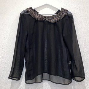 Zara Tralaluc Sheer Black Blouse